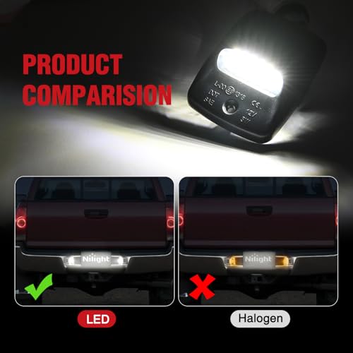 Image of Nilight License Plate Lights Compatible with 2005 2006 2007 2008 2009 2010 2011 2012 2013 2014 2015 Toyota Tacoma 2000-2013 Tundra Black Housing 6000K White 2PCS Pack | for 2005 2006 2007 2008 2009 2010 2011 2012 2013 2014 2015 Toyota Tacoma 2000-2013 Tundra Black Housing 6000K White