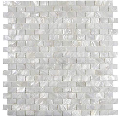 Afsj White Brick Mother Of Pearl Mosaic Tile For Bathroom Kitchen Wall Spa Shower Backsplash Tile Pack Of 5 Sheets Buy Online In Angola At Angola Desertcart Com Productid
