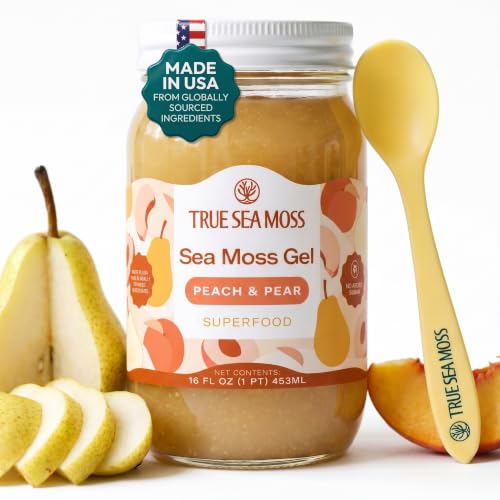 True Sea Moss – Sea Moss Gel – Peach/Pear, Pack of 1 (Labels may Vary)