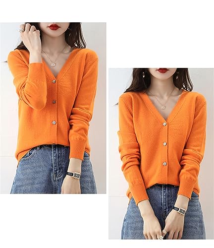 Women's V-Neck Sweater Knitted Cardigan Thin Loose Coat Spring and Autumn Long Sleeved Short Knitwear4