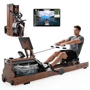 JOROTO Rudergerät für Zuhause, Holz Wasserwiderstand Falt-Rudergerät | Bluetooth-Verbindung zur Kinomap-App | Maximale Gewichtskapazität 150 kg | 16L Wassertank | 98% vorinstalliert