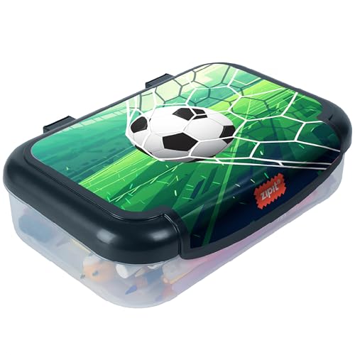 Image of ZIPIT Recycled Plastic Pencil Box for Boys, 2-Compartment Case, Soccer