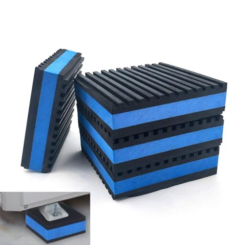 4-Pack Heavy Duty Anti Vibration Pads 4x4x7/8 Thick Sorbothane Rubber Mat for Washing Machine Treadmill AC Condenser Compressor (Blue)