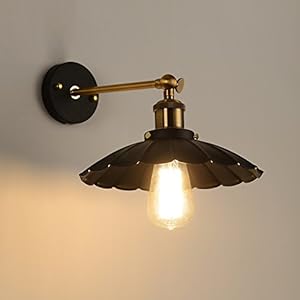 LHTCZZB 1-Lumière Américaine Country Style Jardin Mur Lumière Noir Fer Lotus Feuille Mur Lampe Rétro Industriel Appliques Murales Creative Restaurant Escaliers Chevet Café Bar Comptoir Luminaire Mural