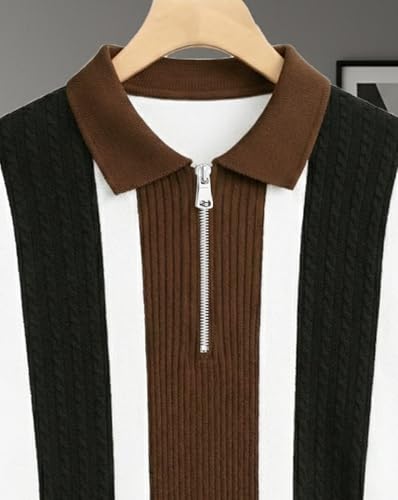 Image of AUSK Men's Premium Polo Tshirt | Cotton Rich Fabric | Zip Collar Tshirts | Half Sleeves | Engineered Knit Design | Regular Fit