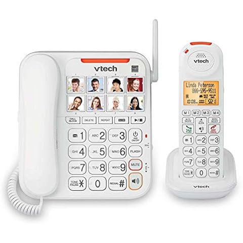 VTech SN5147 Sistema de teléfono con cable amplificado/inalámbrico con timbre visual extra alto de 90 dB, botones grandes y pantalla grande Cover