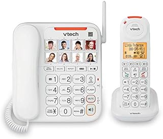 VTech SN5147 Amplified Corded/Cordless Senior Phone with Answering Machine, Call Blocking, 90dB Extra-loud Visual Ringer, One-touch Audio Assist on Handset up to 50dB, Big Buttons and Large Display