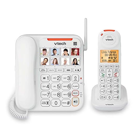 VTech SN5147 Amplified Corded/Cordless Senior Phone with Answering Machine, Call Blocking, 90dB Extra-loud Visual Ringer, One-touch Audio Assist on Handset up to 50dB, White
