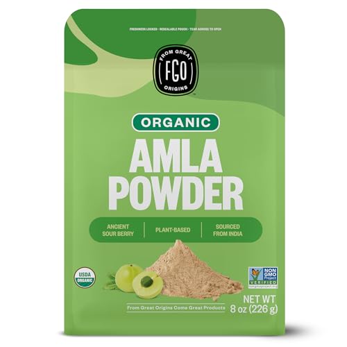 FGO Organic Amla Powder, 8oz, USDA Organic Indian Gooseberry (Amalaki), Non-GMO, Natural Vitamin C - 100% Raw and Natural (Pack of 1)