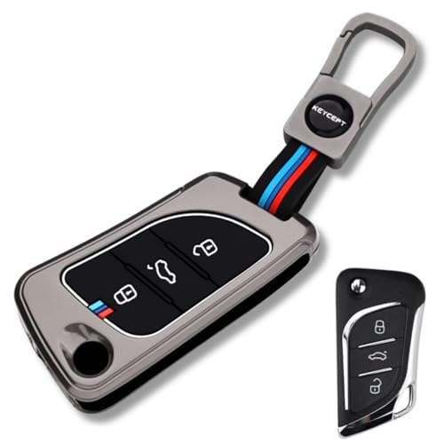 Image of KEYCEPT Metal Alloy Key Cover Compatible for KD / Xhorse, LX-B30 Universal Remote flip Key with Keychain (Short Keychain).