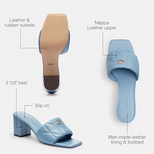 Image of COACH womens Holly Block Heel Sandals With Quilting