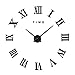 FAS1 Moderne DIY Grand Pendule Murale Chiffres Romains Big Montre Stickers 3D Horloge Montre Murale Home Office Décoration Amovible (Batterie Non Inclus) Noir
