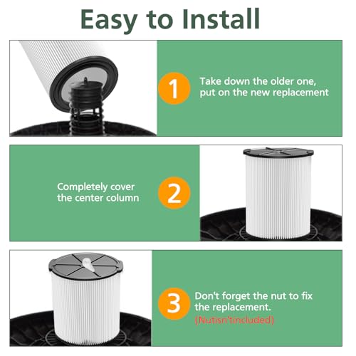 2 pack vf4000 replacement filter for ridgid standard wetdry vac filter vf4000 compatible with ridgid vacs wet dry 5-20 gal 6-9 gal husky vacuum amp craftsman shop vacuum 17816 9-17816