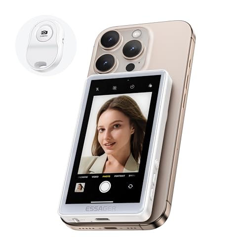 ESSGAER Magnetic Phone Vlog Selfie Monitor Screen, HD Display with Bluetooth Remote for Se - image 1