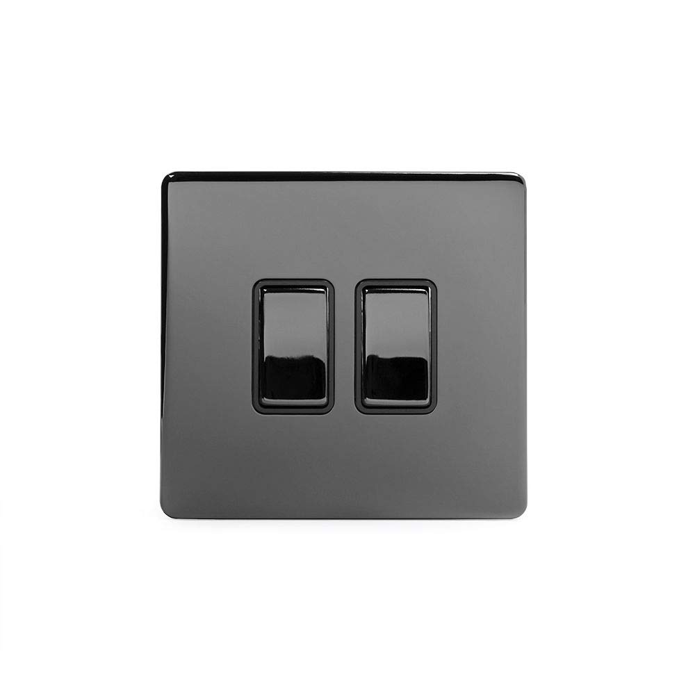 Soho Lighting Black Nickel 2 Gang Retractive Light Switch Black Insert Screwless
