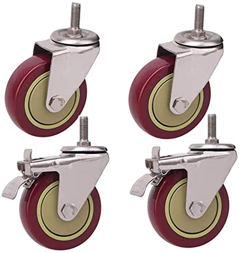Roulettes industrielles M12 pivotantes et silencieuses de 3 ou 4 pouces avec frein