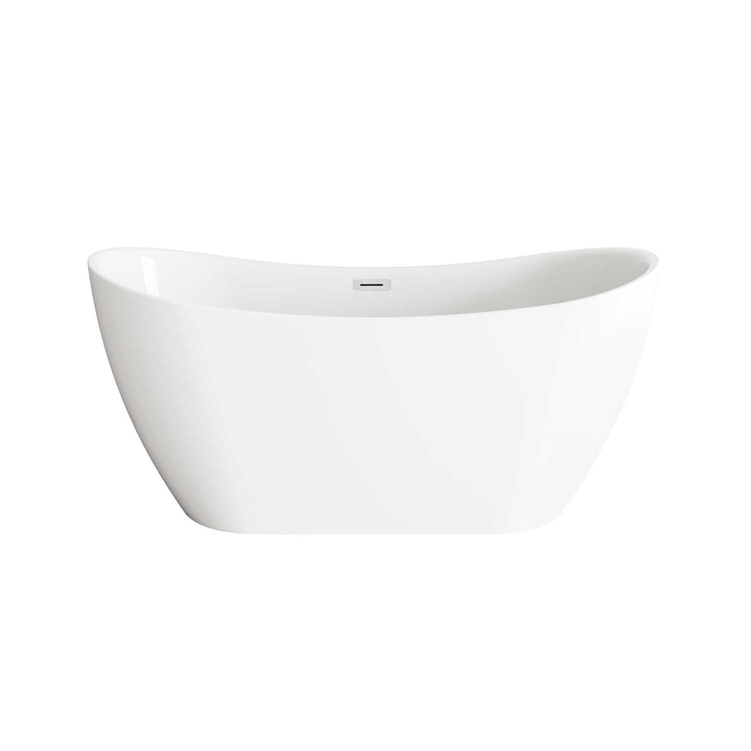 Elegant Kitchen And Bath 59" Bathtub In Glossy White With Chrome Trim by Lighting Design – Acrylic, Brushed Gold, Model BT30459GW-PCH