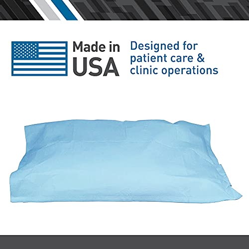 BodyMed® Disposable Pillowcases (Tissue/Poly) – Disposable Pillow Cases – Medical Paper Pillowcases – Case of 100 – 21" x 30" – Blue