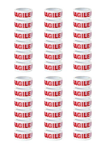 ACIT Cinta adhesiva con texto FRAGILE - 1 cartón de 36 rollos - medida 66 x 50, cinta frágil embalaje