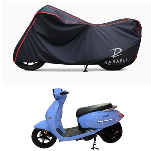 Image of Waterproof Bike Body Cover Compatible for | EeVe Forseti | Taffeta Fabric, Red Piping Design, Bottom Elastic Fit | Dustproof, Sun UV & Rain Protection for All Bikes