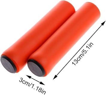2Pcs Orange Bike Handlebar Grips, Soft Foam Silicone Sponge, Anti-Slip, Mountain Bike Sponge Handle Set