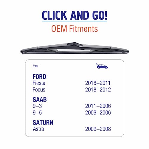 Image of 12 inch (12-M) Silicone Rear Wiper Blade Replacement for Ford Focus 2018-2012 Fiesta 2018-2011 /For Saab 9-3 2011-2006 9-5 2009-2006 Back Windshield Wiper For My Car