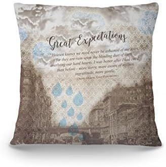 Great Expectations Pillow Cover, Charles Dickens Throw Pillow, Bookworm Decorative Pillow, Literary Gift