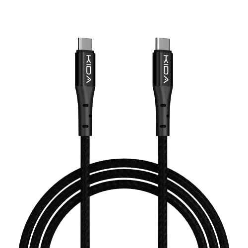 Image of KIDA 100W Type-C to C Fast Charging Braided Cable With 480Mbps Data Transfer Rate, Tested Durability With 10000+ Bends For MacBooks & Smartphone 2M, Red