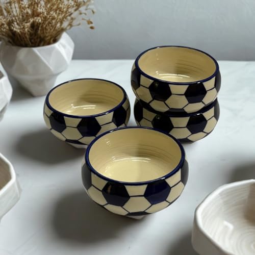 Image of Freakway Kickoff Collection - Football Pattern Ceramic Serving Bowls, Set of 4