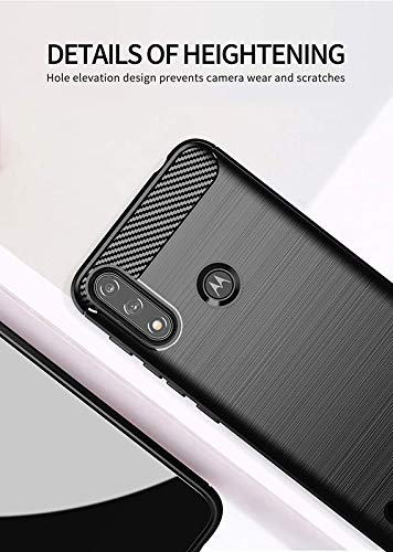 Image of NPRC Hybrid Ultra Slim Protective Case TPU Non-Slip Carbon Fiber Texture Shockproof Case Cover for Moto E7 Power - Black