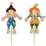Northlight Boy and Girl Fall Harvest Scarecrow Crafting Picks - 18' - Set of 2