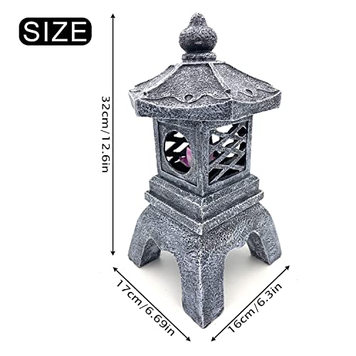 Mibung 13 Inch Solar Pagoda Lantern Outdoor Statue, Pagoda Sculpture With Solar Lotus Light Asian Decor Zen Garden Art Japanese Temple Pagoda Lamp For Patio Yard Lawn Home Decorations Ornament Gift thumb #1