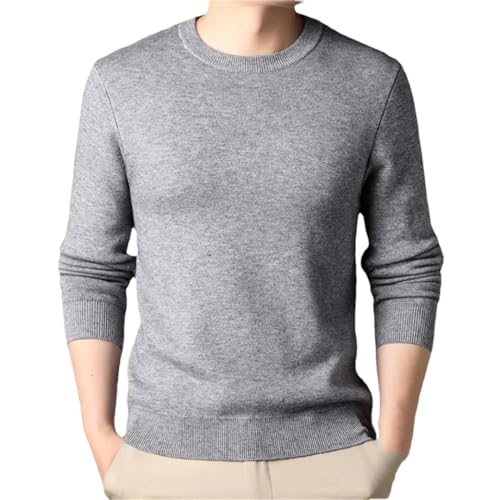 Men's Round Neck Solid Color Knitted Sweater Casual Comfortable Retro Loose Sweater Jumper