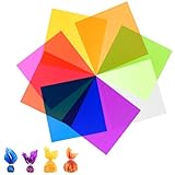 woric 160 PCS Colored Cellophane Sheets 7.5 x 7.5 Inch Colored Cellophane Wrap Transparency Plastic Sheets for DIY Arts Crafts Small Gifts Holiday Party Decoration