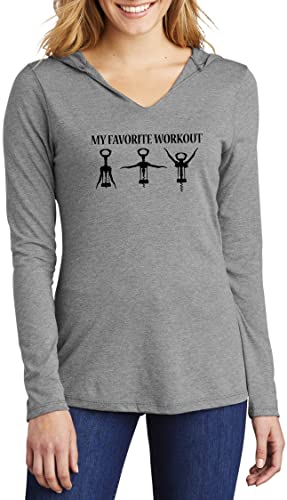 Ladies Hoodie Shirt My Favorite Workout Funny Wine Lover...
