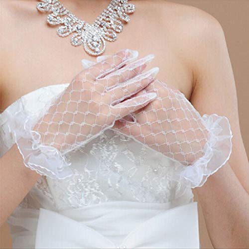 Women Short Lace Gloves Elegant Princess Formal Mesh Mitten For Wedding Dinner Party Pageant Costume3