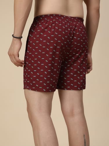 Image of Urban Scottish Men's Pack of 2 Cotton Printed Boxers with Side Pockets