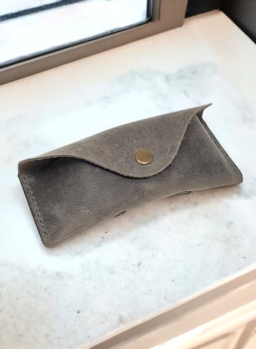 Image of Leather Eyeglass Case -Glasses Case - Sunglass Case - Genuine Leather Eyeglasses Case with Snap Closure