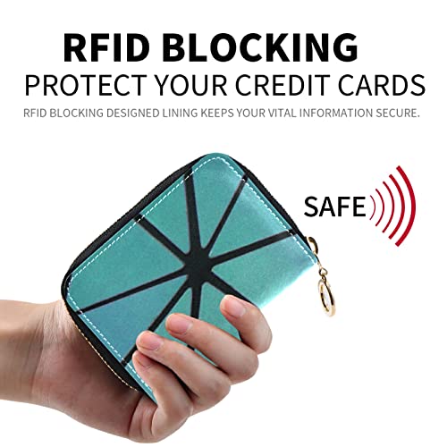 Holographic Rainbow Colorful Triangles of Different Sizes Grey Credit Card Coin wallet, RFID Blocking Compact Women Leather Card Holder, Key Change Organizer, Zipper Purse Clutch Pouch2