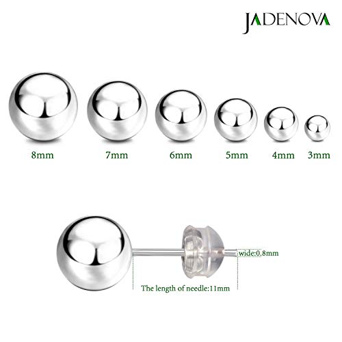 JADENOVA 925 Sterling Silver Ball Stud Earrings for Women Multiple Piercing Earring Set Round Tiny Large Studs for Sensitive Ear Hypoallergenic Men (6 pair,3mm-8mm)4