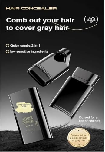 Image of 2-in-1 Instant Hair Color Stick with Built-In Comb | Waterproof, Sweat-Resistant Grey Hair Coverage | Safe Easy-Apply Dye for Women & Men | Black