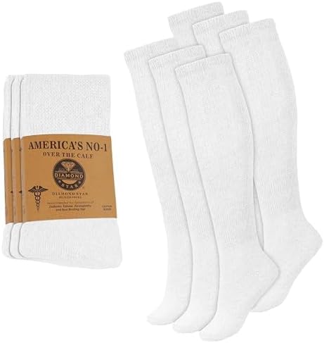 Diabetic Over-The-Calf Socks - Premium Cotton (6 Pairs) Men 10-13