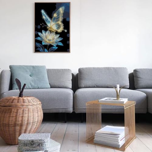 Image of Butterfly Flower Stamped Cross Stitch Kits Flower Cross Stitch Patterns,Dimensions Cross Stitch Kits Embroidery Kit Arts and Crafts for Beginners 15.7x11.8 inch