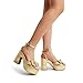 DREAM PAIRS Women's Chunky Platform Heels Sandals Pleated Bow Knot Ankle Buckle Strap Heeled Sandals Open Toe Comfortable Wedding Party Dress Shoes,Size 10,GOLD,SDHS2415W
