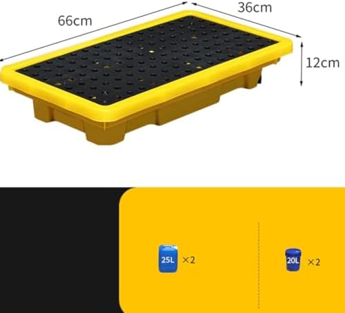 Stackable, Modular Spill Containment Trays with Drain – Robust Anti-Spill Platform for Paint Buckets and Industrial Applications, Ideal for Efficient Spill Management-66x36x12cm
