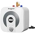 Ganggend 2.5 Gallon Electric Water Heater, 1500W 110V Mini Tank Under Sink Instant Hot Water Heater with Pressure Relief Valve, Digital Display for Kitchen, RV, Laundry, Food Truck