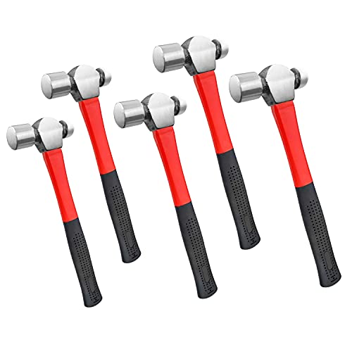 C&T 5-Piece Ball Peen Hammer Set, 8, 12, 16, 24, 32ozâ€“Fiberglass & Carbon Steel For Metal Rivet, Chisel, Punch, Soft Grip Handles, Ball peen hammer set | Hammer Set Mechanic | Antivibe Hammer Set