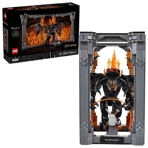 Image of LEGO Icons The Lord of The Rings: Balrog Book Nook Bookshelf Decor Kit 10367 Building Blocks for 18+ Gift