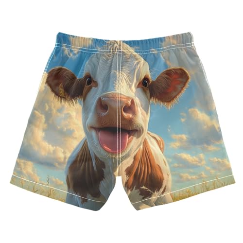 DOMIKING Meadow Golden Toddler Boys' Swim Trunks Mesh Lining Swim Shorts for Beach Pool Gym Adjustable Waist 2T2