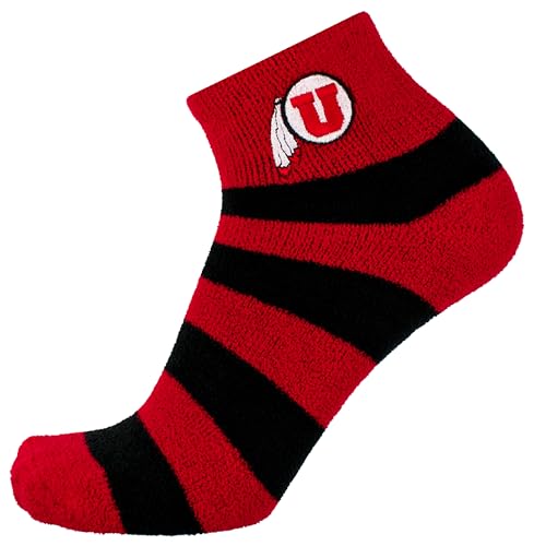 Donegal Bay Utah Utes Stripe Women's Fuzzy Socks - NCAA Officially Licensed - DB Fan Gear